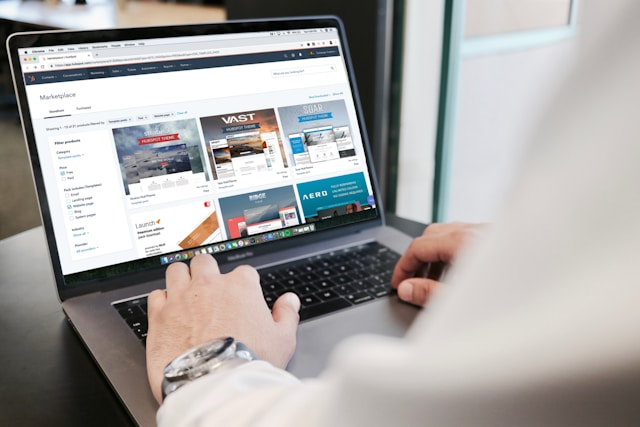 website on laptop screen